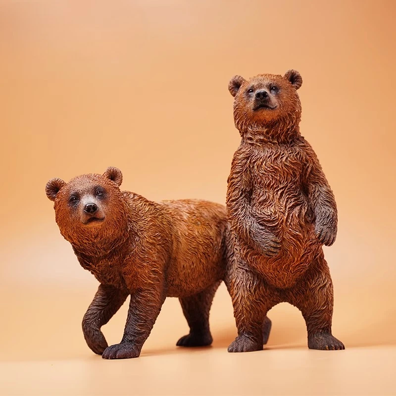 JXK Model Zwierzęcia - Mały Brązowy Niedźwiedź z Żywicy, Skala 1/6, Idealny do Figur 12-calowych, Dekoracja Scen, Kolekcjonerski