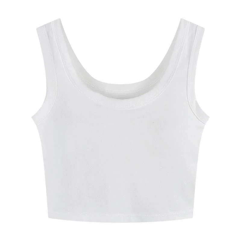 Zwart Gebreide Ronde Hals Vrouwen T-Shirt Sexy Mouwloze Hemdje Crop Top Vrouw Strakke Stretch Tank Top Dames Tee Top Streetwear