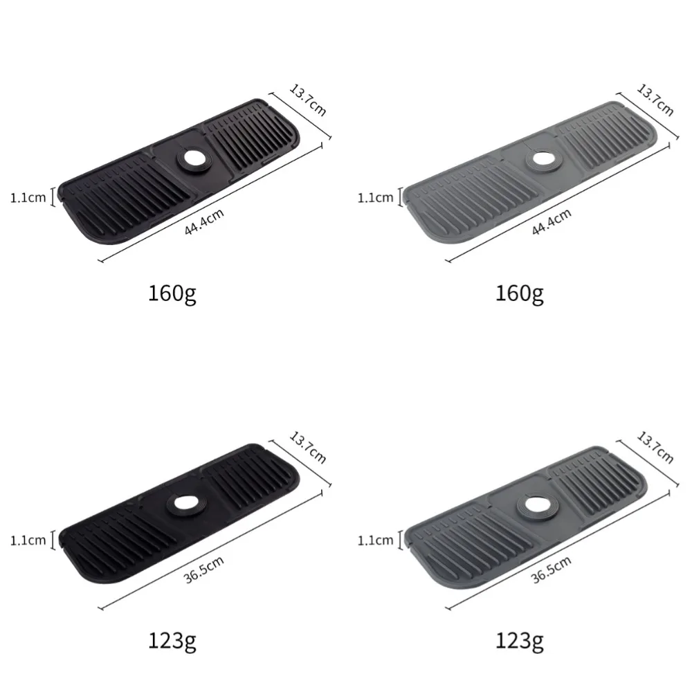 C5 Practical Silicone Faucet Mat Faucet accessories Black/Grey Water Catcher Mat Splash proof Sink Splash Pad Kitchen Bathroom