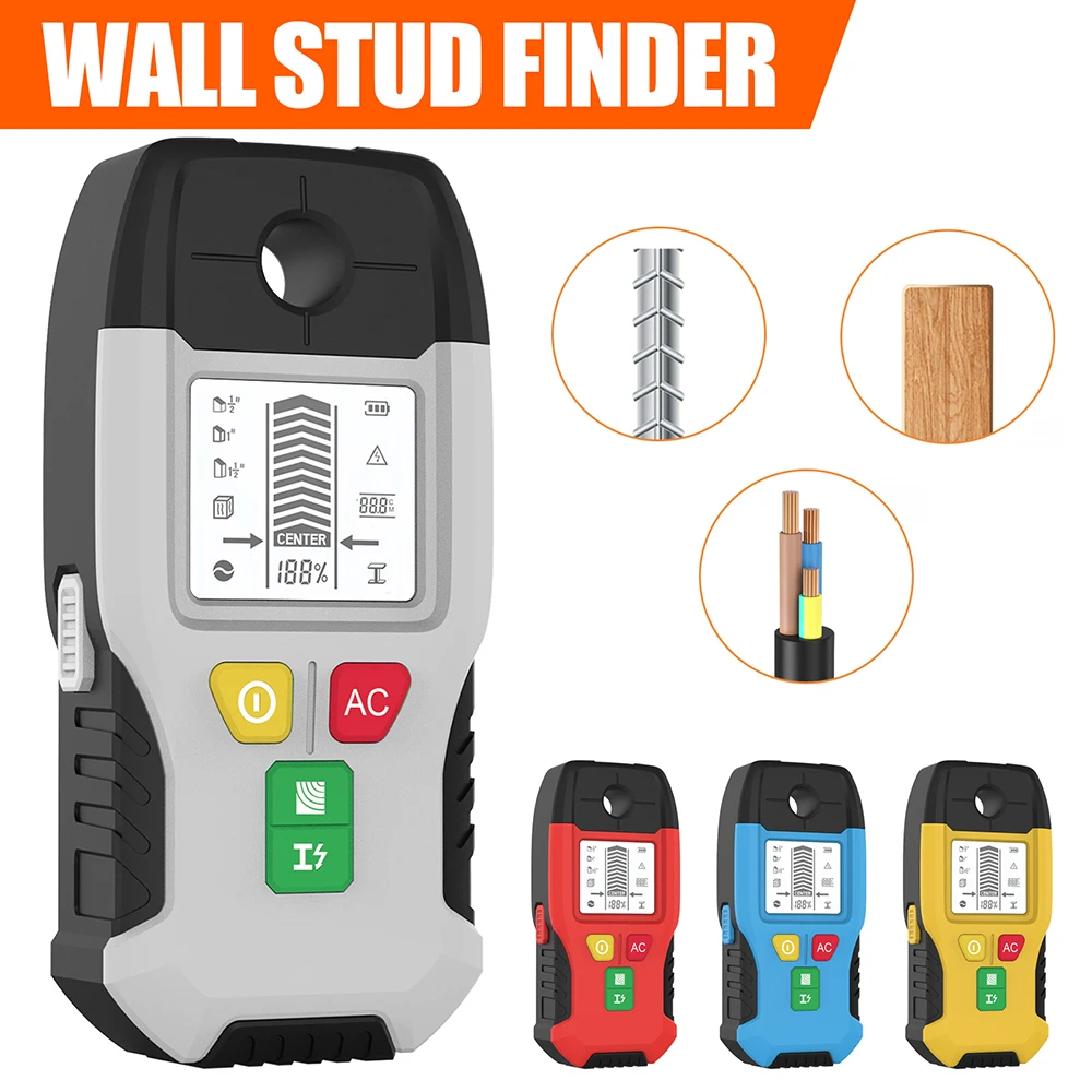 HW-100 7 In 1 Wall Detector Handheld Screw Column Detector Live AC Cable Detector Cable PVC Water Pipe Wood Metal Detector