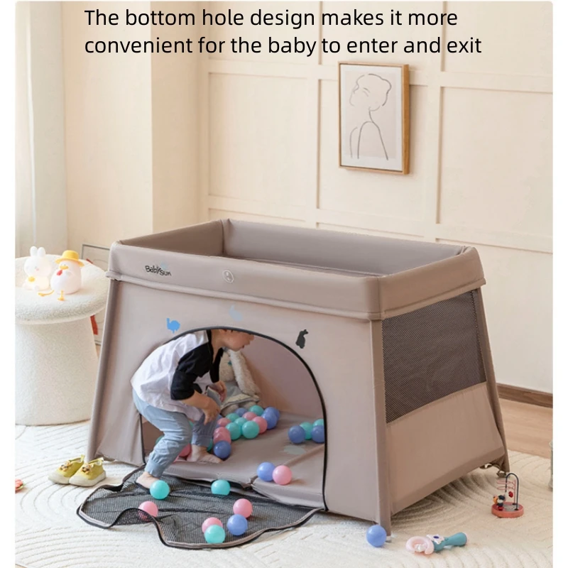 Portable aluminum tube baby travel play bed can be folded to accommodate the baby crib on the plane