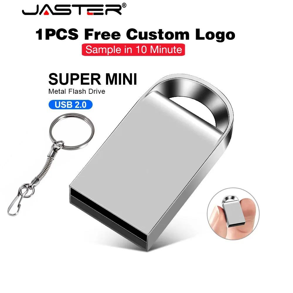 

JASTER Mini Metal USB Flash Drive 128GB 1pcs Free Custom Logo Memory Stick 64GB Waterproof Pen Drive 32GB High Speed U Disk 16GB