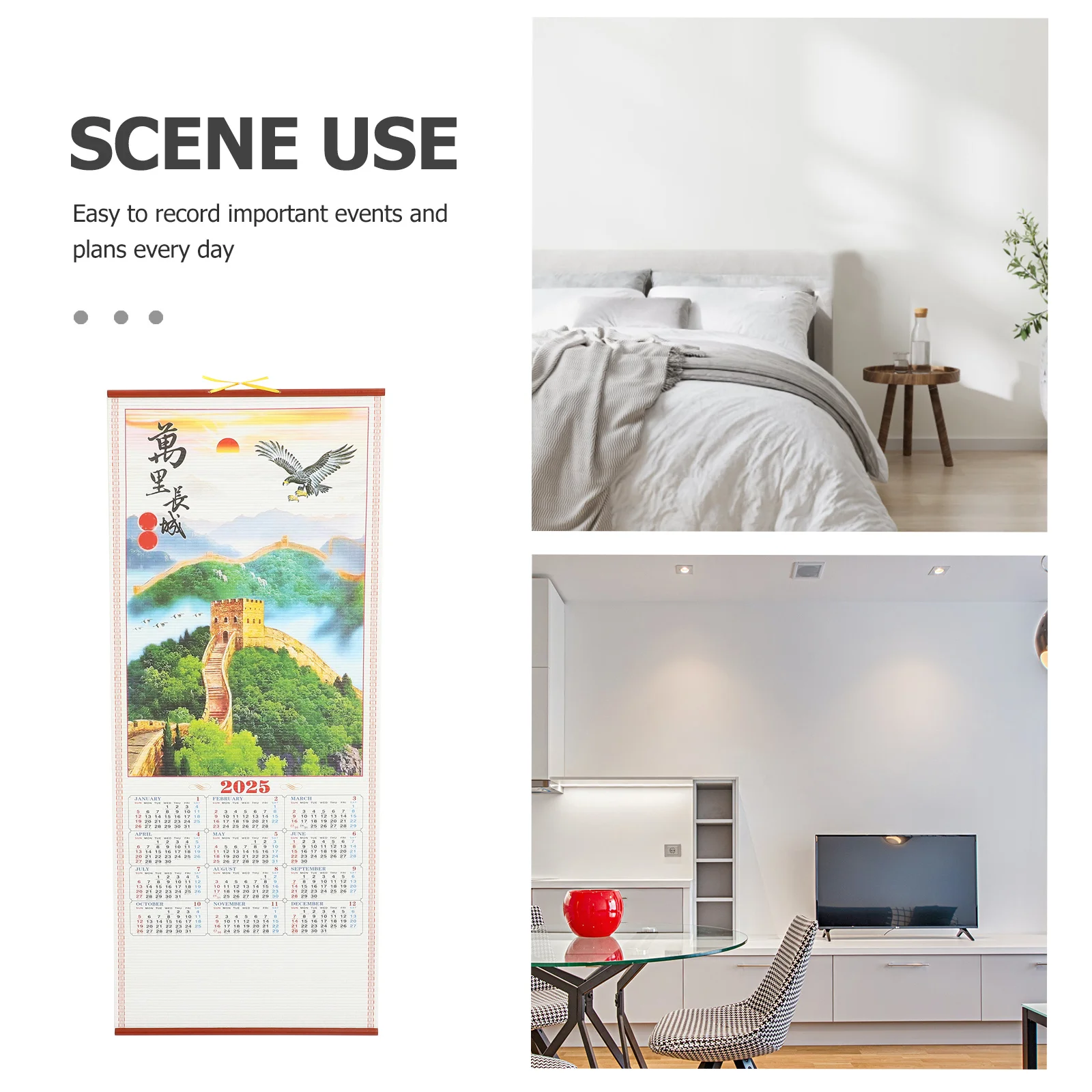 1pc Snake Year Scroll 2025 Household Monthly Wall Hanging Calendar Chinese Decor Planning Calendar For Home Office Decor