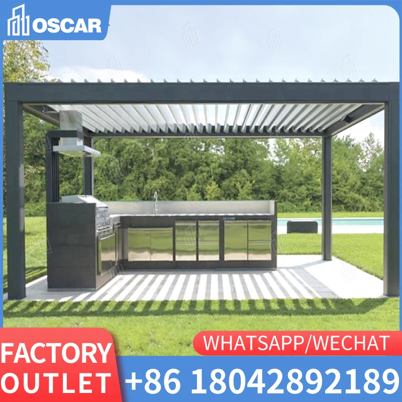 

2-20% Discount high quality custom sunshade garden gazebo electric aluminium pergola outdoor with retractable roof awning