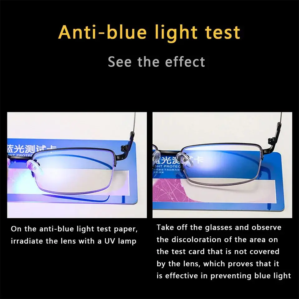 Progressive Multifokal-Lesebrille für Männer und Frauen Anti-Blaulicht Presbyopie-Brille Hochwertige Titan-Metall-Halbrahmen 1.0 – Detail 10