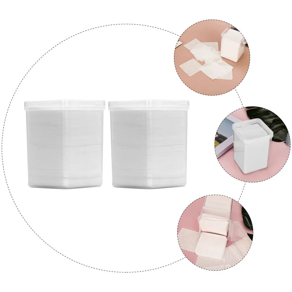 

2 Boxes Eyelash Glue Cleaning Cotton Pads Premium Non-Woven Lint- -Friendly for Lash Extension Nail Art Tool Portable
