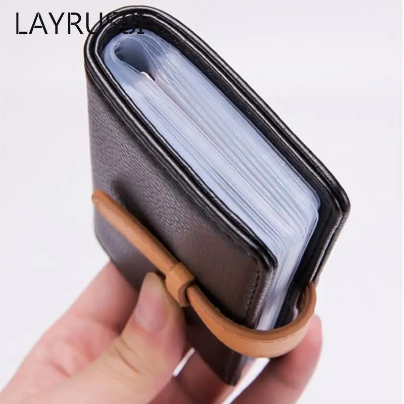 LAYRUSSI Multi-card Position PU Leather Card Holder Women Small Wallet Ladies Purse Men Slim Card Holder Wallet Male Clutch Bag