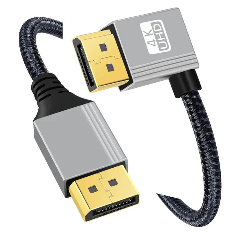 90 Degree DisplayPort 1.2 Cable 4K 8K Video Audio Cord for Laptop PC Xbox Series Monitor - up down Left Right Angle DisplayPort