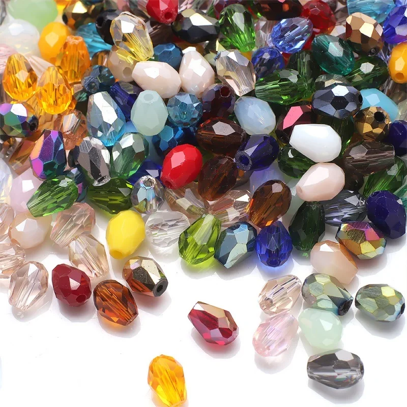 Tear Drop Mixed Color Faceted Crystal Glass Beads Pear Shape Loose Crafts for Jewelry Making DIY Needdlework 100Pcs/Lot 4x6mm image 2
