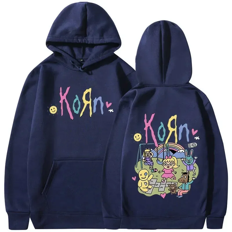 Customization Korn Cartoon Rock Band Music Album Hoodie Men's Women's Vintage Metal Gothic Oversized Sweatshirt Streetwear Long