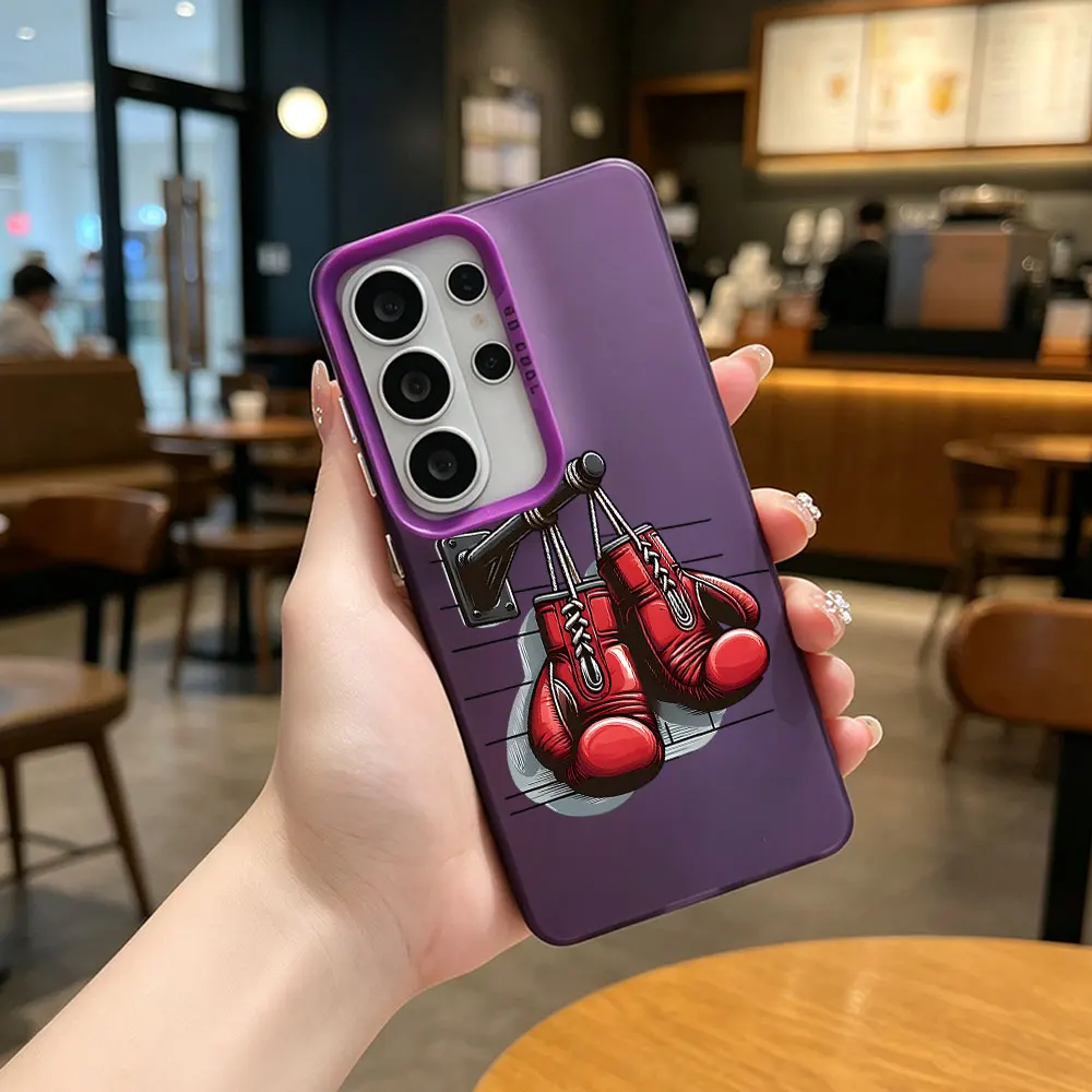 Boxing Themed Anti Drop Phone Case For Samsung Galaxy S26 S25 S24 S23 S22 S21 S20 Note 20 Ultra Plus FE 5G Plating Matte Cover