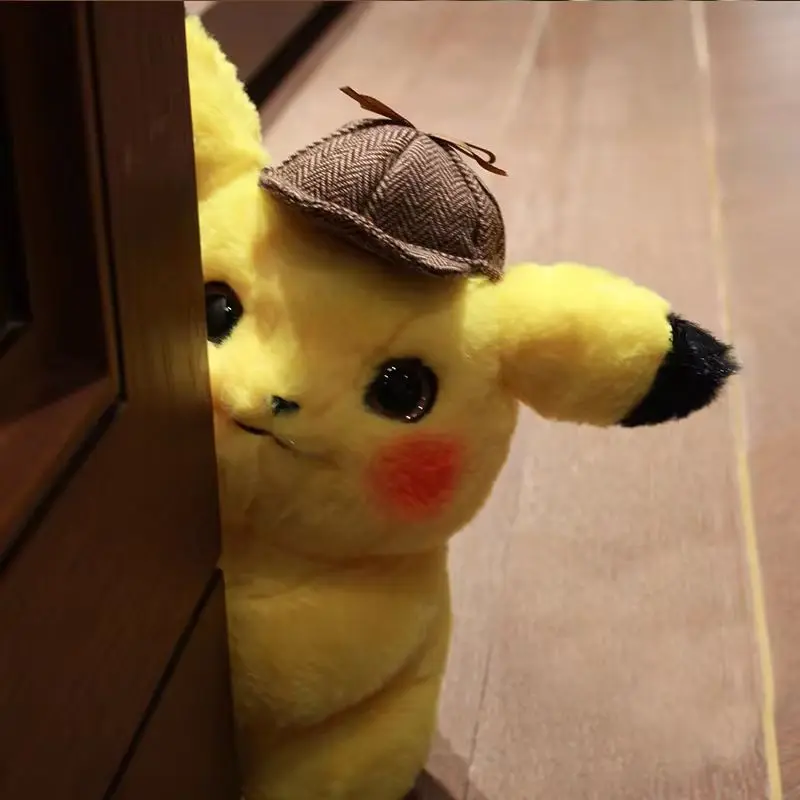 

Pokemon Stuffed Plush Toy Detective Pikachu Reversible Anime Movie Pocket Monsters Model Dolls Detective Birthday Gifts For kids