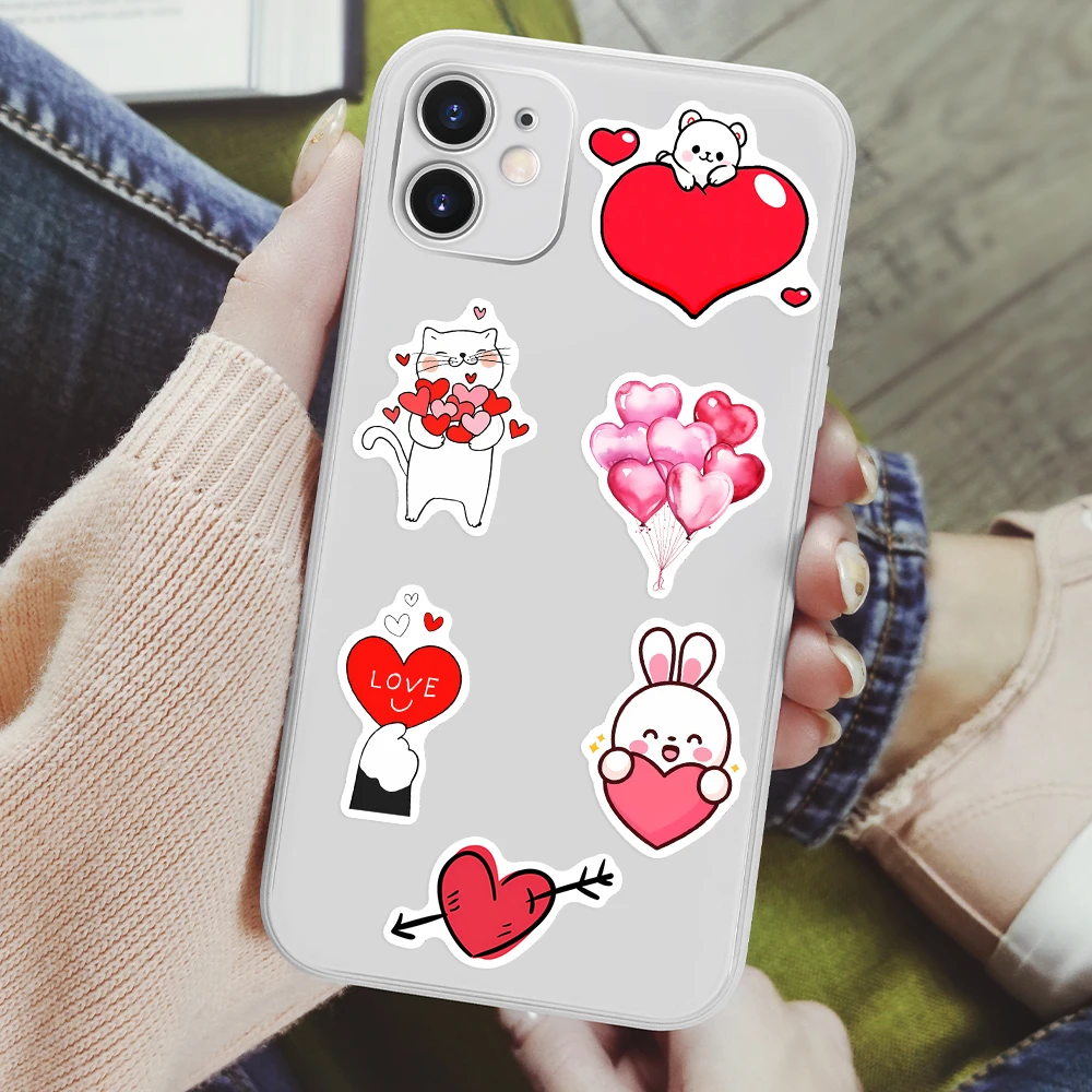 Red Heart Love Stickers Valentine\'s Day DIY Gift Toys for Scrapbook Diary Journals Laptop Luggage Bottles Decorative Waterproof