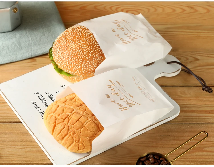 100pcs Kraft Oil Proof Paper Bag for Sandwich Donut Bread Party Wrapping French Fries Hamburger Packaging Bag Eco Friendly view 2