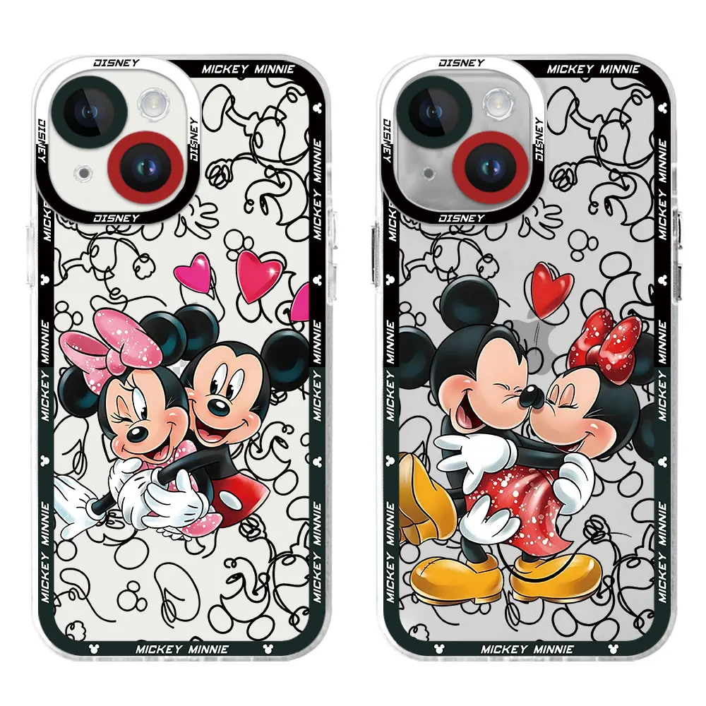 Cover Case for iPhone 14 Pro 7 6s 8 12 Mini 11 13 Pro Max SE XR 15 Plus X XS Disney Mickey Minnie Mouse Transparent Soft Coque