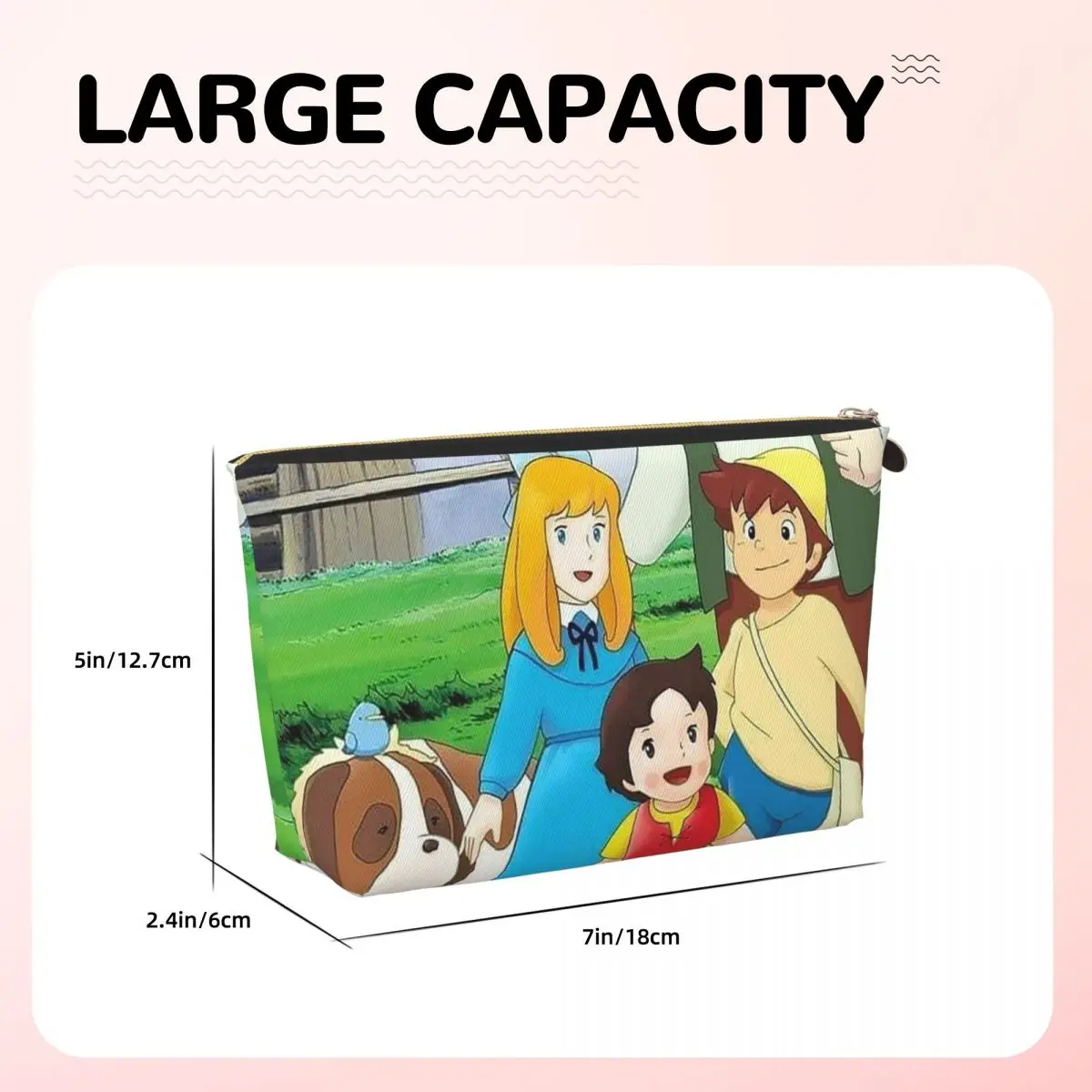 هايدي بيتر والجد عائلة جبال الألب أنيمي المرأة حقيبة مستحضرات التجميل السفر ماكياج المنظم الحقيبة أدوات تخزين أدوات الزينة