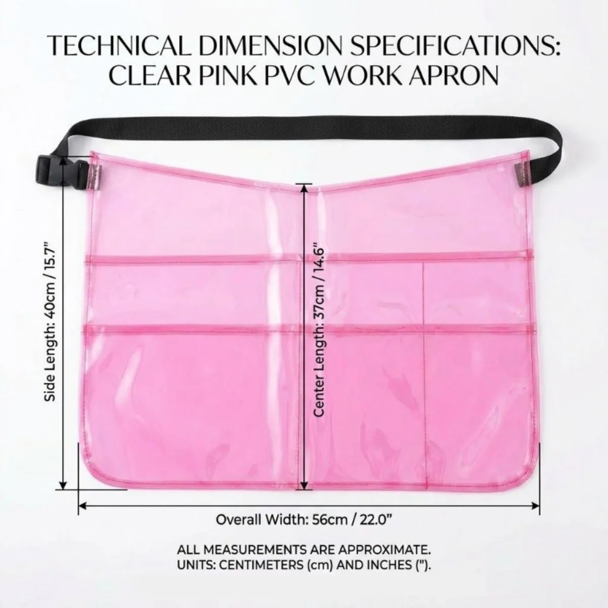 Transparent Multi-Pocket Adjustable Water-Resistant Nail Technician Tool Apron with Storage Organizer and Custom Waist Belt Work view 2
