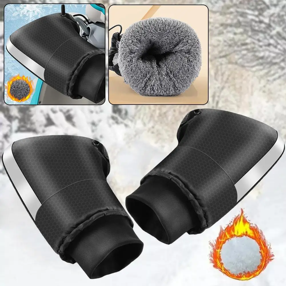 1 Pair Motorcycle Handlebar Muffs Winter cycling gloves Thermal Handle E-Bike Waterproof Motorbike bar Mitts Gloves Snowmob W7S3