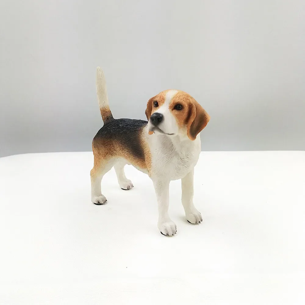 JJM Hunting Dog Beagle canine Pet Figure Animal Collector Toy Car Decoration modello in resina educativo per bambini adulti