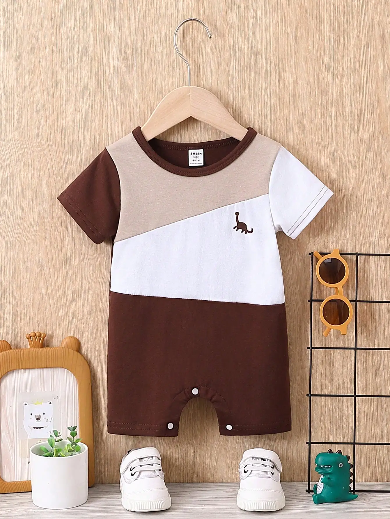 

Baby Jumpsuit Short-Sleeved Summer Casual Jumpsuit Summer Boys' Color-Matched Air-Conditioned Suit Crawling Suit