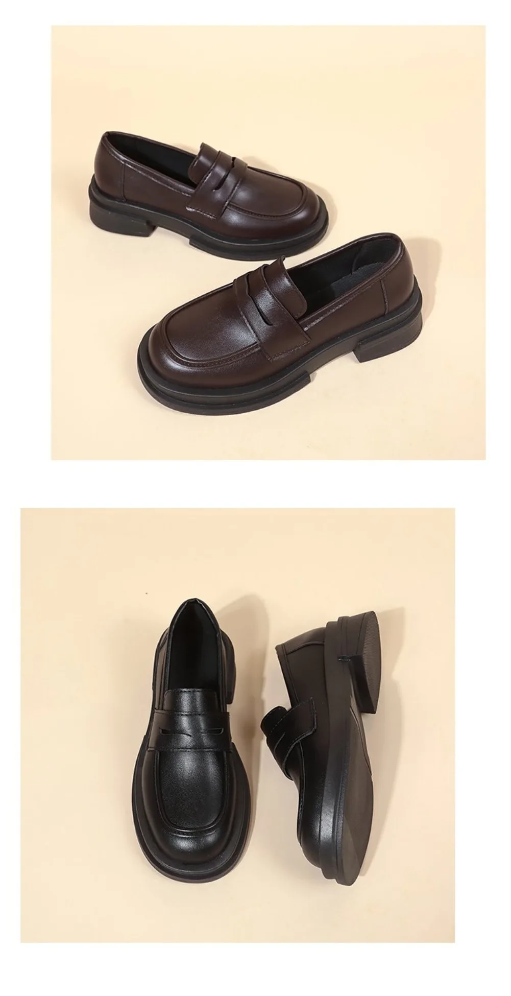 2026 Neue japanische College-Studentenschuhe im Cosplay-Lolita-Stil für Damen/Mädchen – Modische schwarze/kaffeebraune Uniform-Plateau-Schuhe – Detail 17