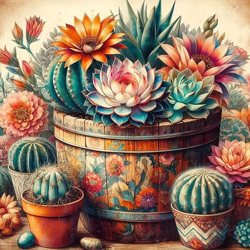 

Potted Plants Cactus 500 PCS/1024 PCS Jigsaw Puzzles Challenging Family Activity Game for Gameroom Bedroom Home Decor Gift