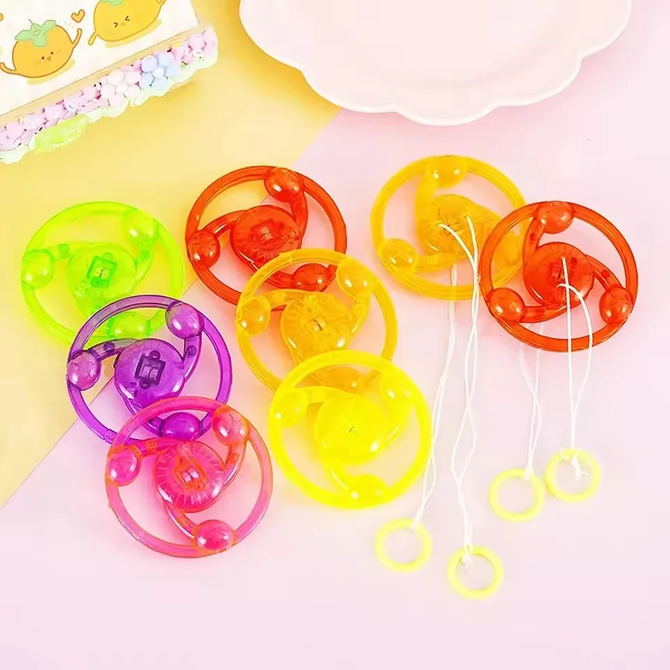 Fil de renfort créatif pour enfants, jouet lumineux, volant d'inertie, Flash, toupie émettant de la lumière, Gyro, Fitness, ligne de traction brillante, 5 pièces