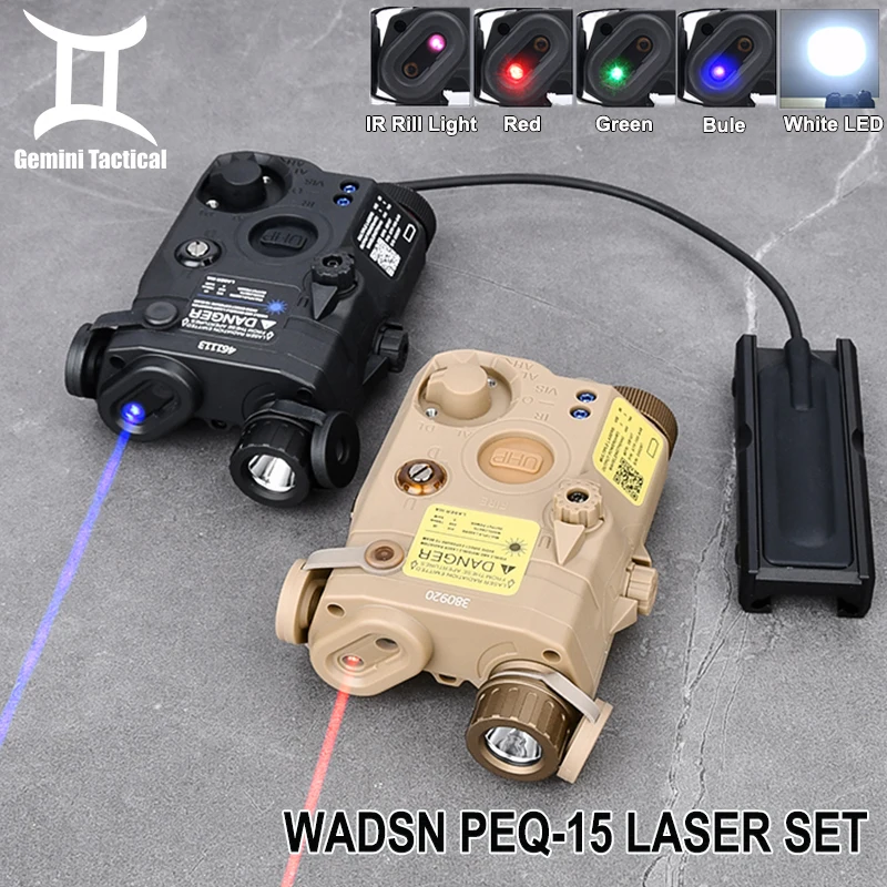 Tactical Wadsn IR Fill Light Red Green Blue Dot PEQ15 Laser Airsoft PEQ Strobe White LED Hunting Scout Light Switch Fixed Mount