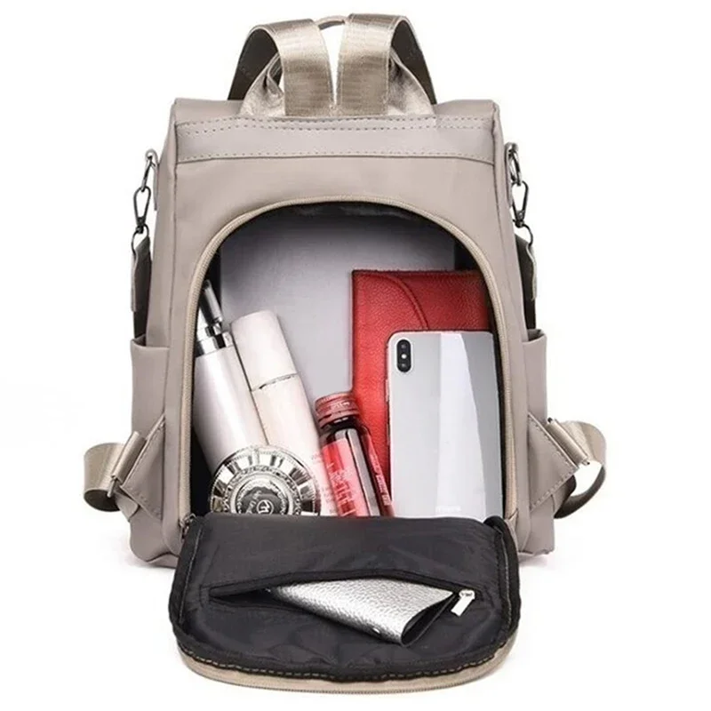 New Fashion Nylon Solid Color Lightweight Waterproof Large Capacity Detachable Shoulder Strap Multi Functional Women's Backpack image 3
