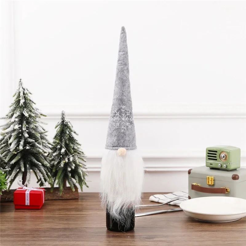 60 PCS Christmas Gnomes Wine Bottle Topper Cover Swedish Tomte Decorative Bottle Toppers Holiday Decorations Wholesale XB