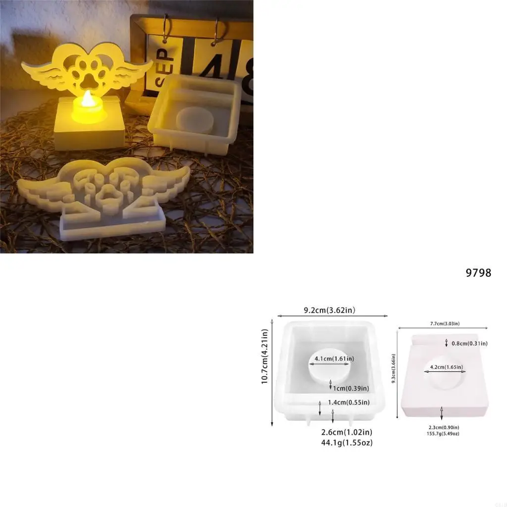 

Heart Angel Wing Candlestick Mold Silicone Holder Mould Easy to Demold Decoration Mould Gypsum Home Ornaments