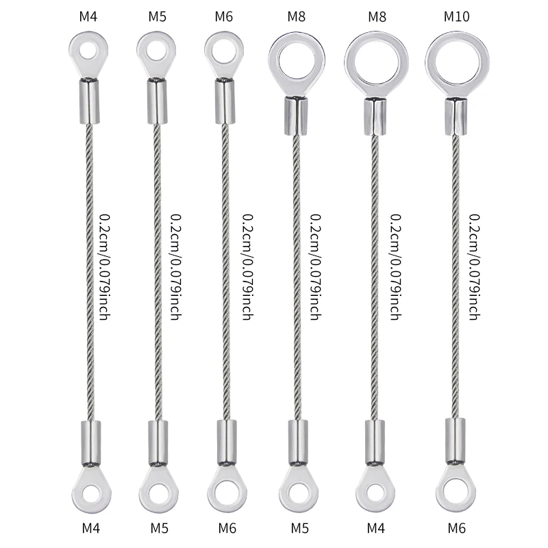 Picture 3: 4PCS 2mm Stainless Steel Rope, M4/M5/M6/M8/M10 Joint Terminal Anti Fall Rope Can Be Fixedly Connected to the Rope