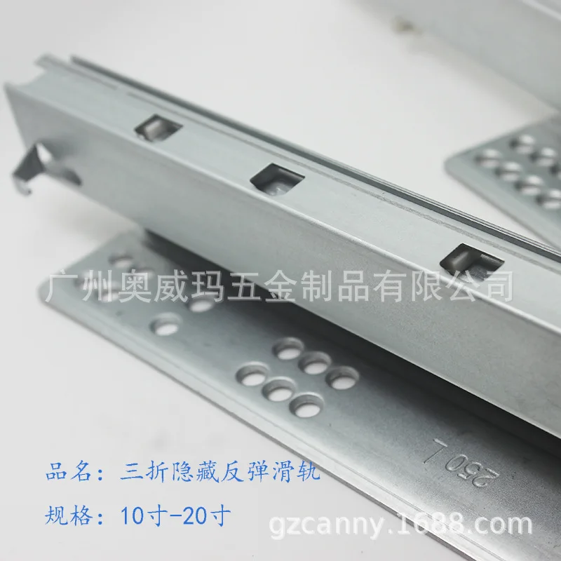 Tri-Fold Concealed Drawer Slides Push To Open Soft Close Steel Ball Bearing Rails Inch Undermount Cabinet Hardware Kitchen