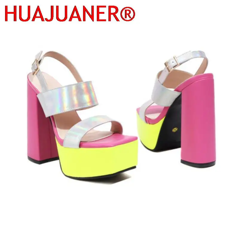 

HUAJUANER 2023 Women Platform High Heels Sandals Luxury Brand Summer Female Shoes Plus Size 41 42 43