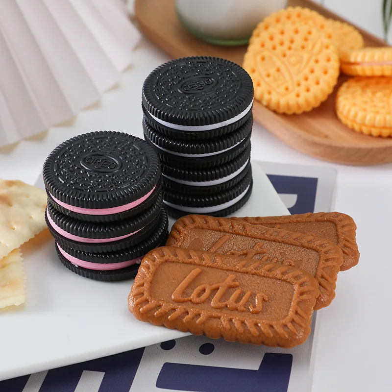 Artificial Fake Cookies Simulation, Realistic Biscuits Cracker, Food Dessert Decoration, Display Props Model, PVC 10pc/lot