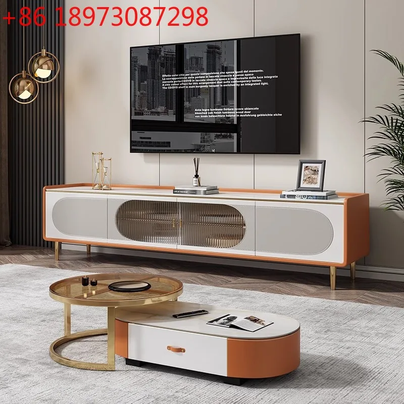 

Italian light luxury rock panel TV cabinet coffee table combination simple and modern