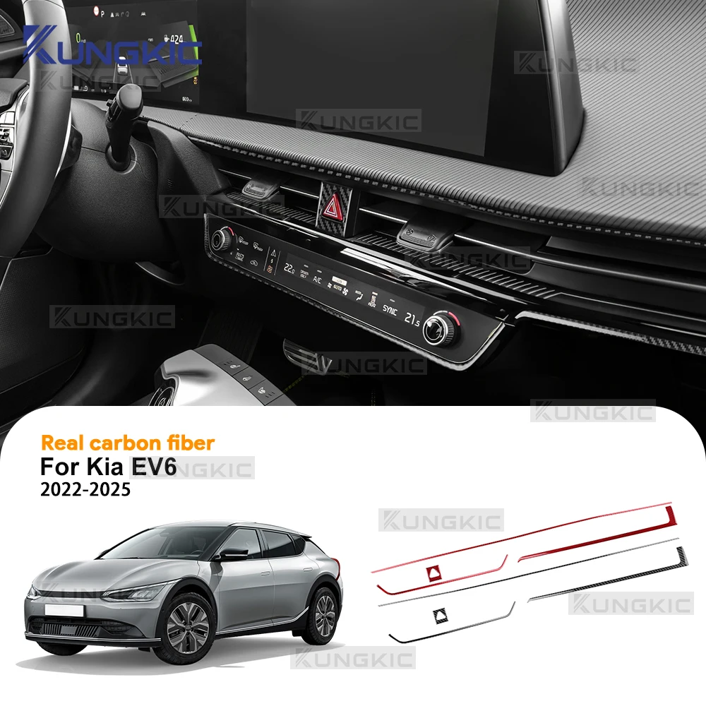 

Настоящее мягкое углеродное волокно для KIA EV6 GT EV 2022 2023 2024 2025 LHD RHD Автомобильная пассажирская воздуховыпускная полоса Внутренняя наклейка