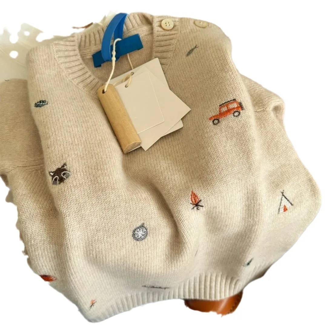 Children\'s Cartoon Set Sweater 2024 Autumn and Winter Children\'s Boys and Girls Baby Knitted Sweater Jacket Versatile Sweater