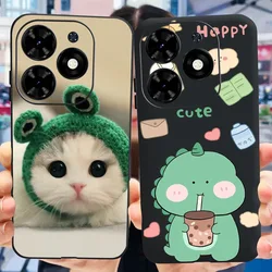 For Infinix Smart 8 X6525 Case Cute Cat Dinosaur Pattern Phone Bumper For Infinix Smart8 Soft Silicon Black TPU Back Cover