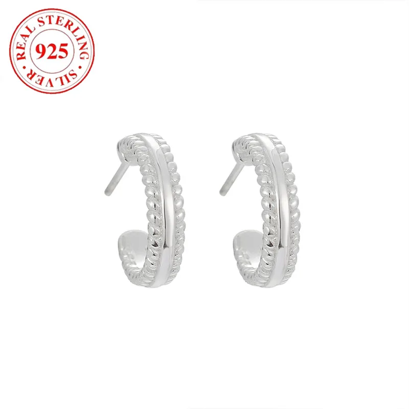 

925 sterling silver C-shaped thread women's earrings hypoallergenic simple earrings for women personality fashion jewelry