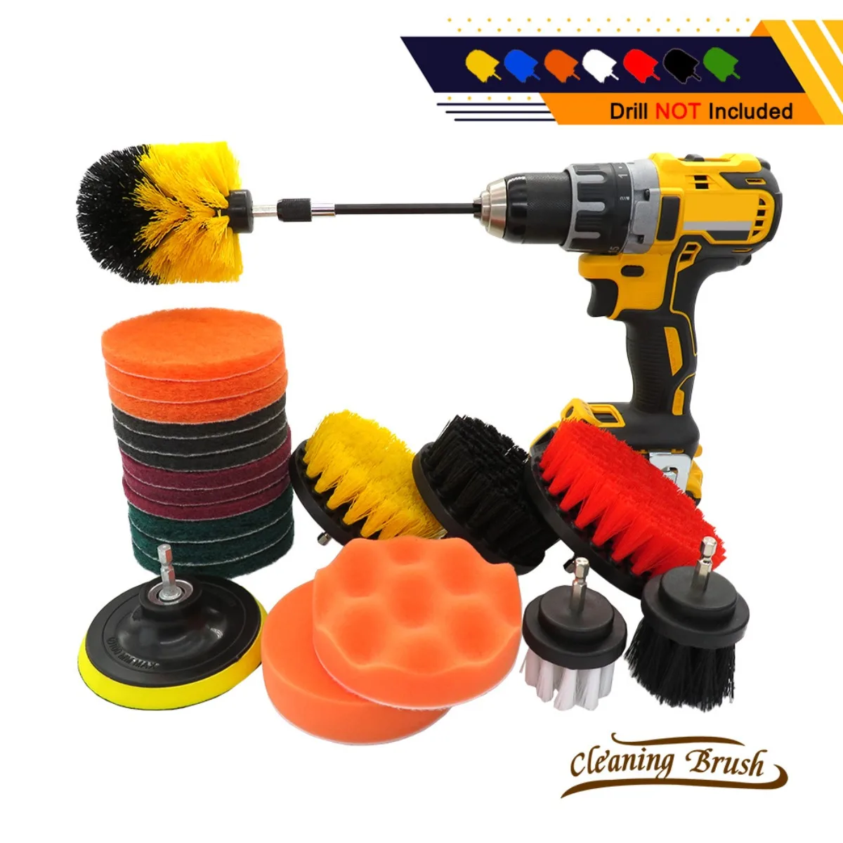 Electric Drill Brush Attachment Set Power Scrubber Brush Car Polishing Pads Kitchen Bathroom Cleaning Kit Toilet Cleaning Tools