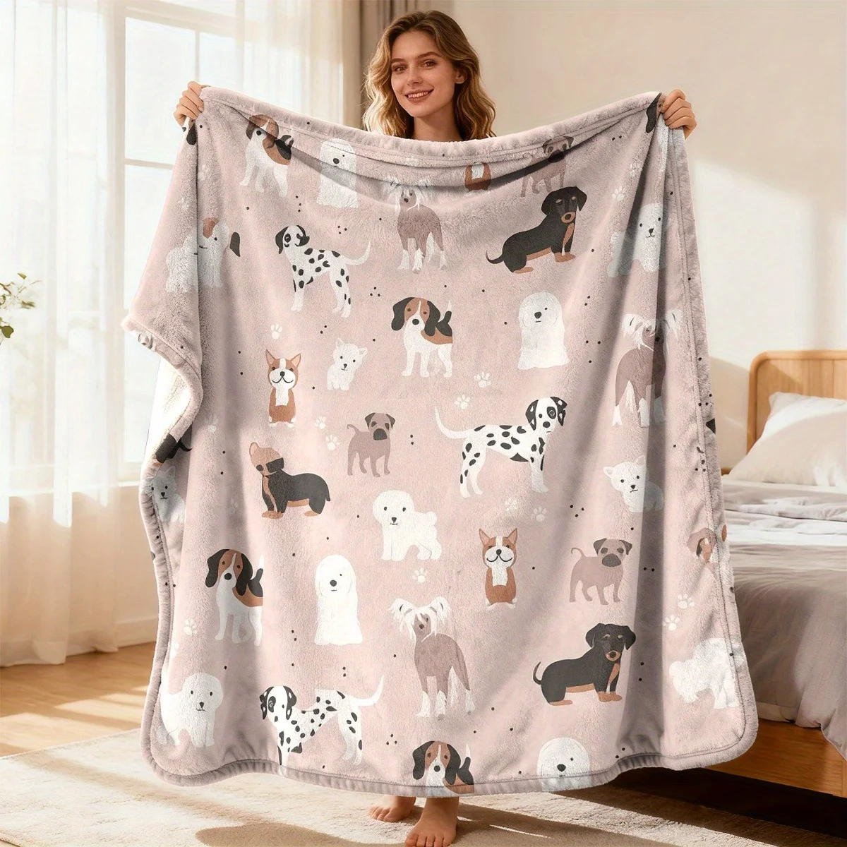 Cute Dogs Blanket Dalmatian Pug Flannel Fleece Throw Blankets Cozy Luxury Sofa Bedspread Aesthetic Room Bedding Home Decor