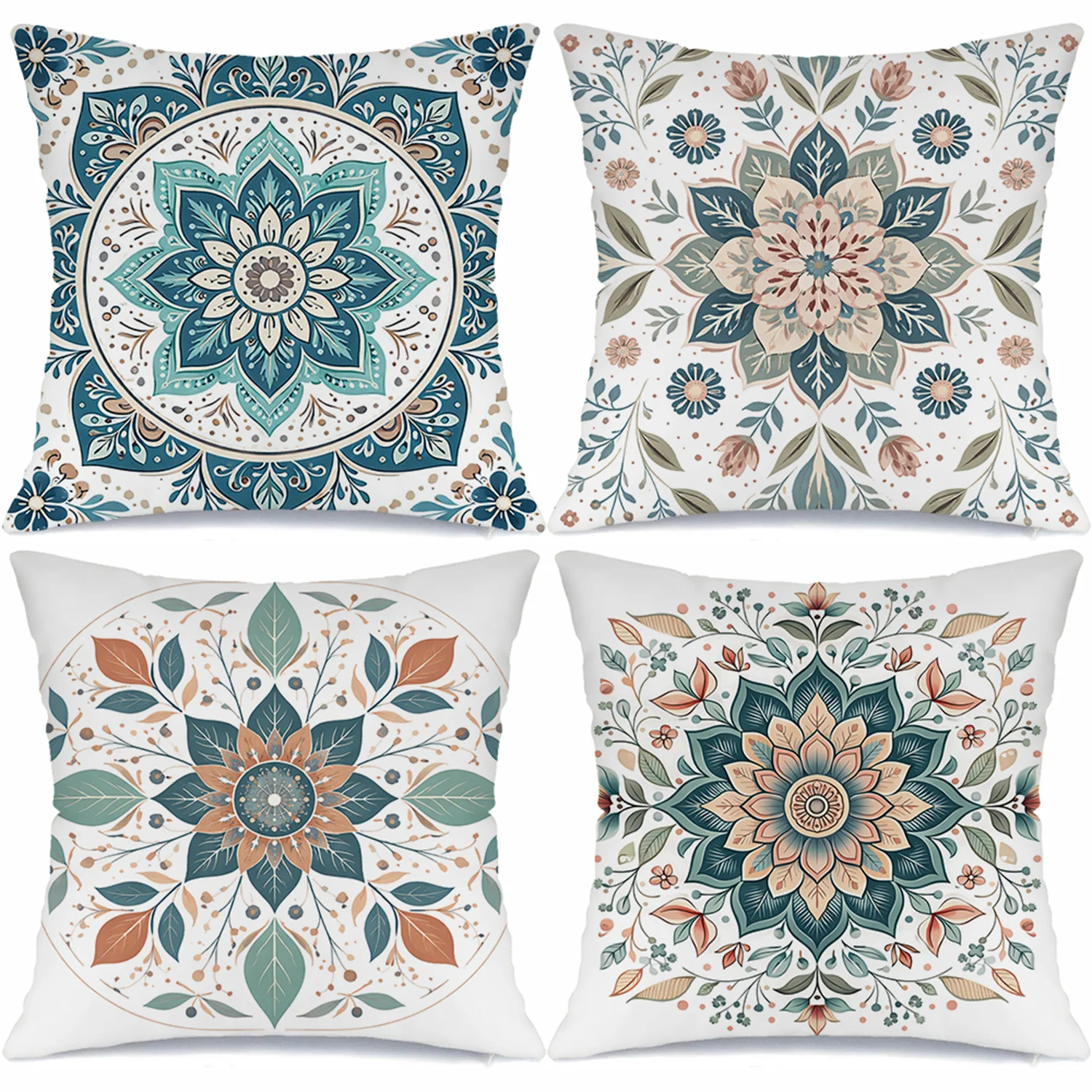 Lotus flower theme digital printing pillow cover Short plush Suitable living rooms bedrooms sofas throw cushion cover 4pcs