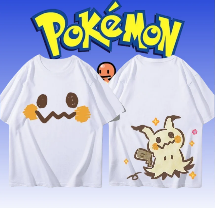 2025-verao-pokemon-mimikyu-frente-e-traseira-100-algodao-puro-impresso-camiseta-masculina-novo-harajuku-solto-casual-de-manga-curta-topo
