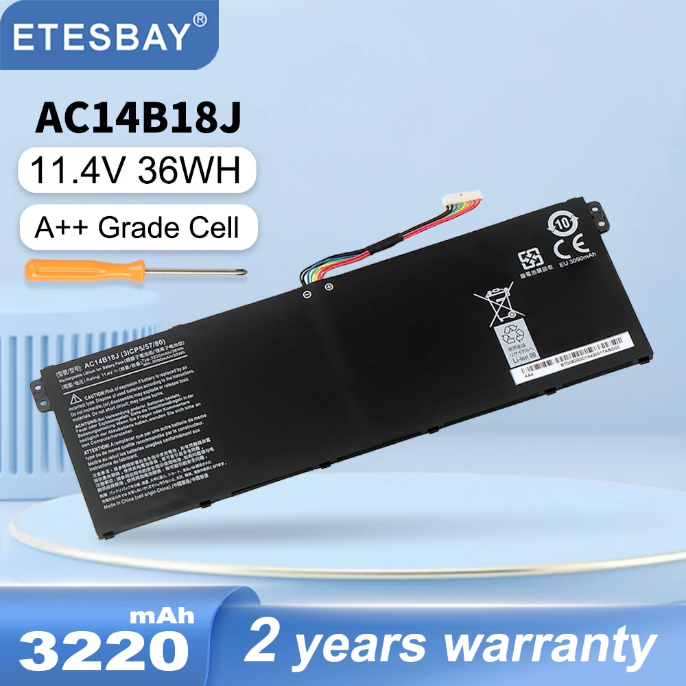 ETESBAY 노트북 배터리, 에이서 아스파이어 ES1-511 ES1-512 V3-111P CB3-531 트래블메이트 B115 B116 MS2394 V3-112, AC14B18J AC14B13J