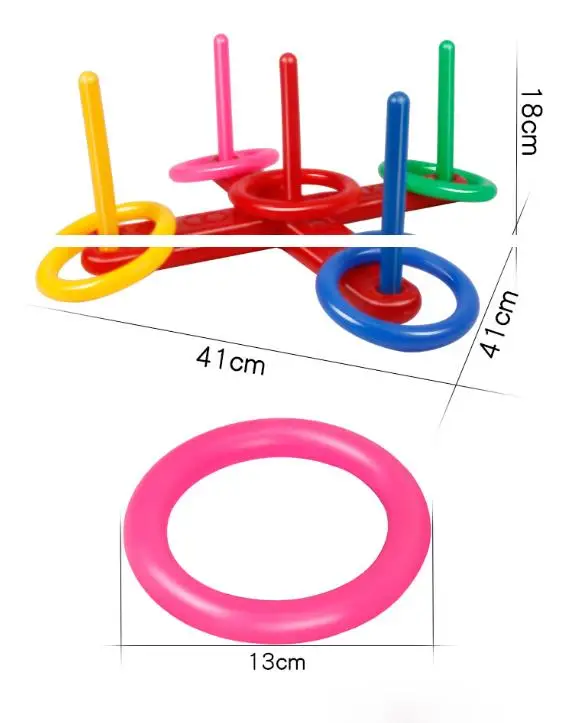 Anelli di plastica Set base per bastoncini Anello per bambini Cabina di lancio Carnevale Giardino Giocattoli sportivi Lancio di velocità Agilità Giochi di allenamento Colore casuale