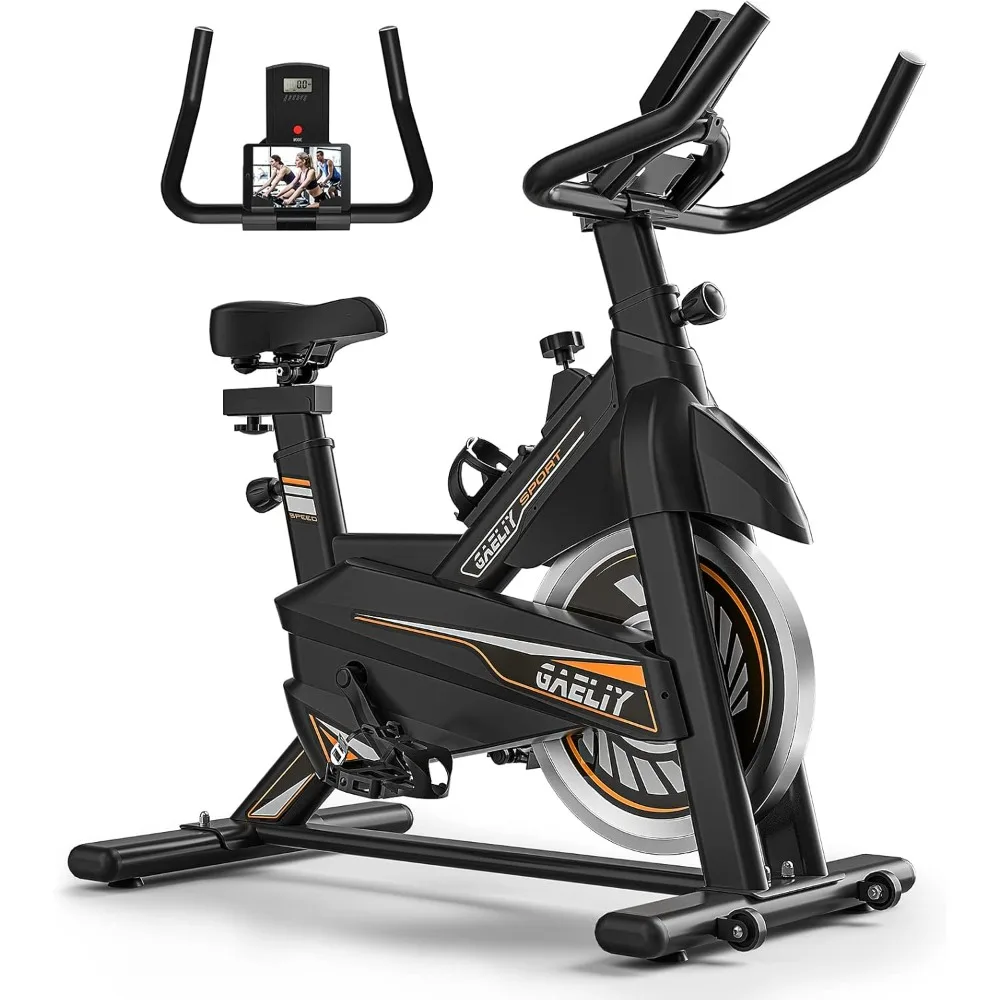 

Exercise Bike-Stationary Bikes Indoor Cycling Bike, Workout Bike Belt Drive Black Orange Indoor Exercise Bike