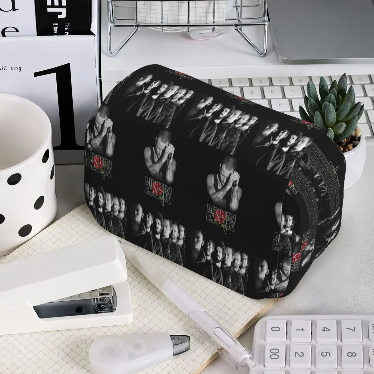 L-Linkin Hot Band Park American Rock Band Pencil Case for Boy Girl School Pen Box Pencil Bag Stationery Supplies Pen Holder Bag
