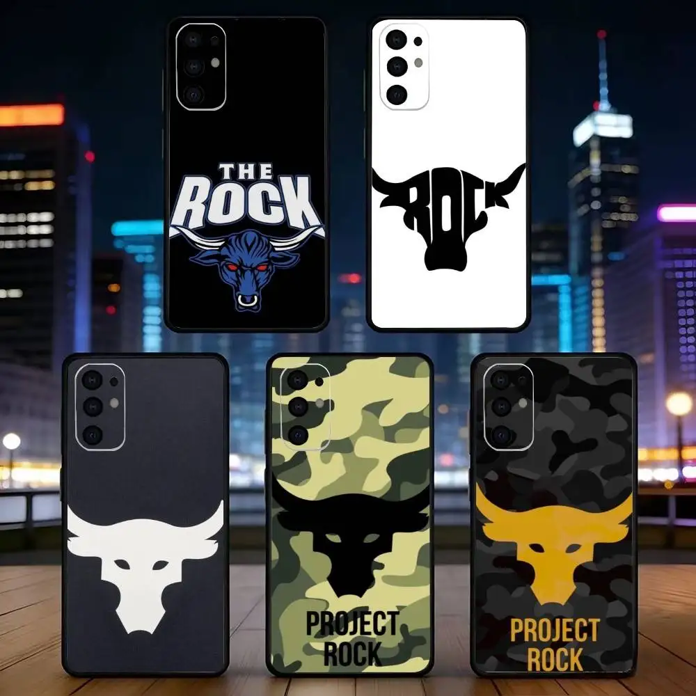 P-Project-Rock Phone Case Black Silicone Soft For Samsung S25,S24,S21,S22,S23,S30,Ultra,S20,Plus,Fe,Lite