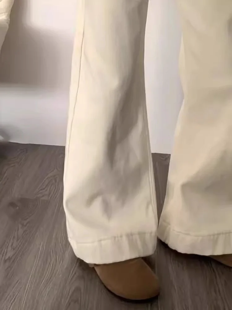 High Waist Bell Bottom Jeans Women's Light Brown Casual High Waist Floor Length Slimming Small Size Straight Leg Jeans